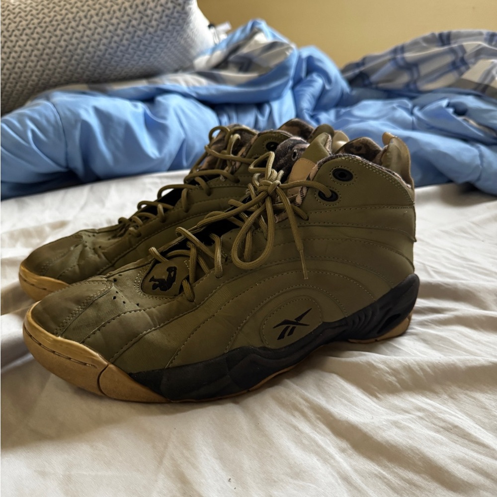 Shaqnosis Reebok Green and Black Athletic Shoes with Suede Finish